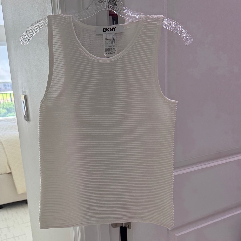 DKNY Ivory Ribbed Tank Top